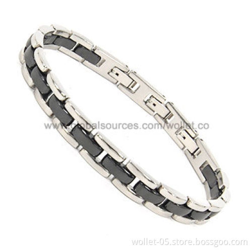 Slim black ceramic bracelet with fold-over safety clasp, white ceramic is available